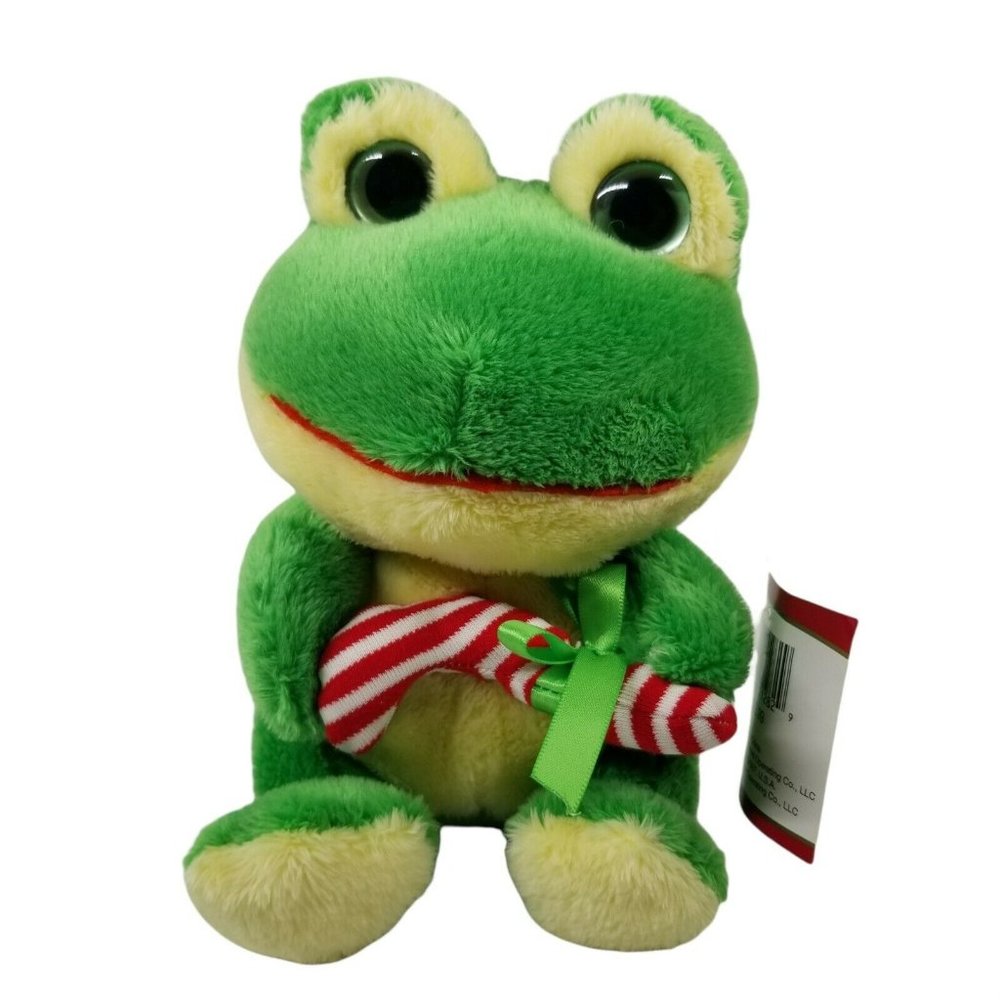 Christmas Frog Plush Stuffed Animal Toy Holding Candy Cane by Trimmerry 2012